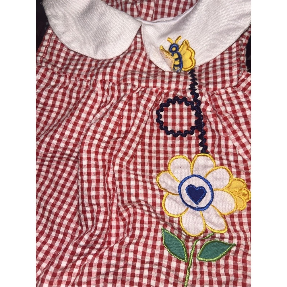Vintage Baby Togs Red Gingham Embroidered 0-3 Months with Ruffles - Picture 2 of 6